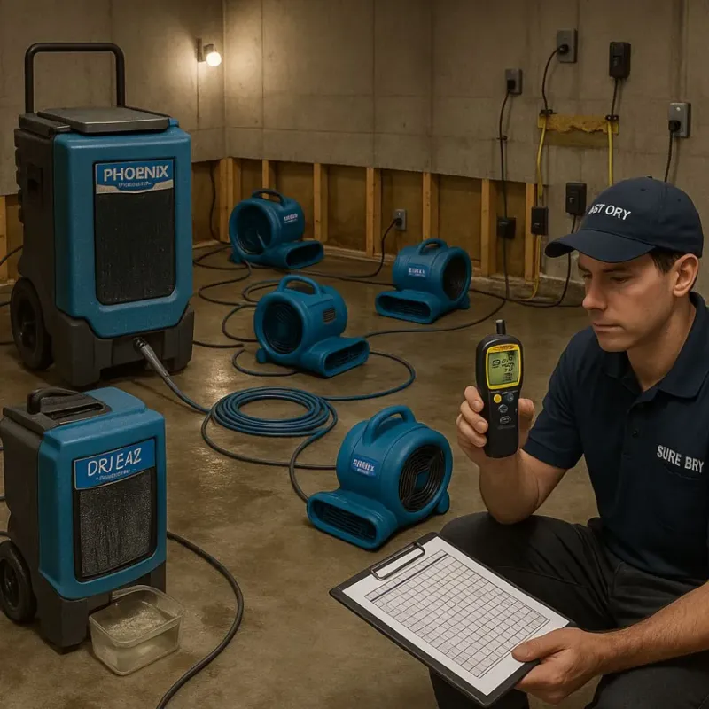 Structural Drying and Dehumidification process in Buhler, KS